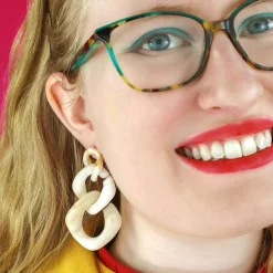 Statement Marble Chain Earrings - Cream^Erstwilder Hot