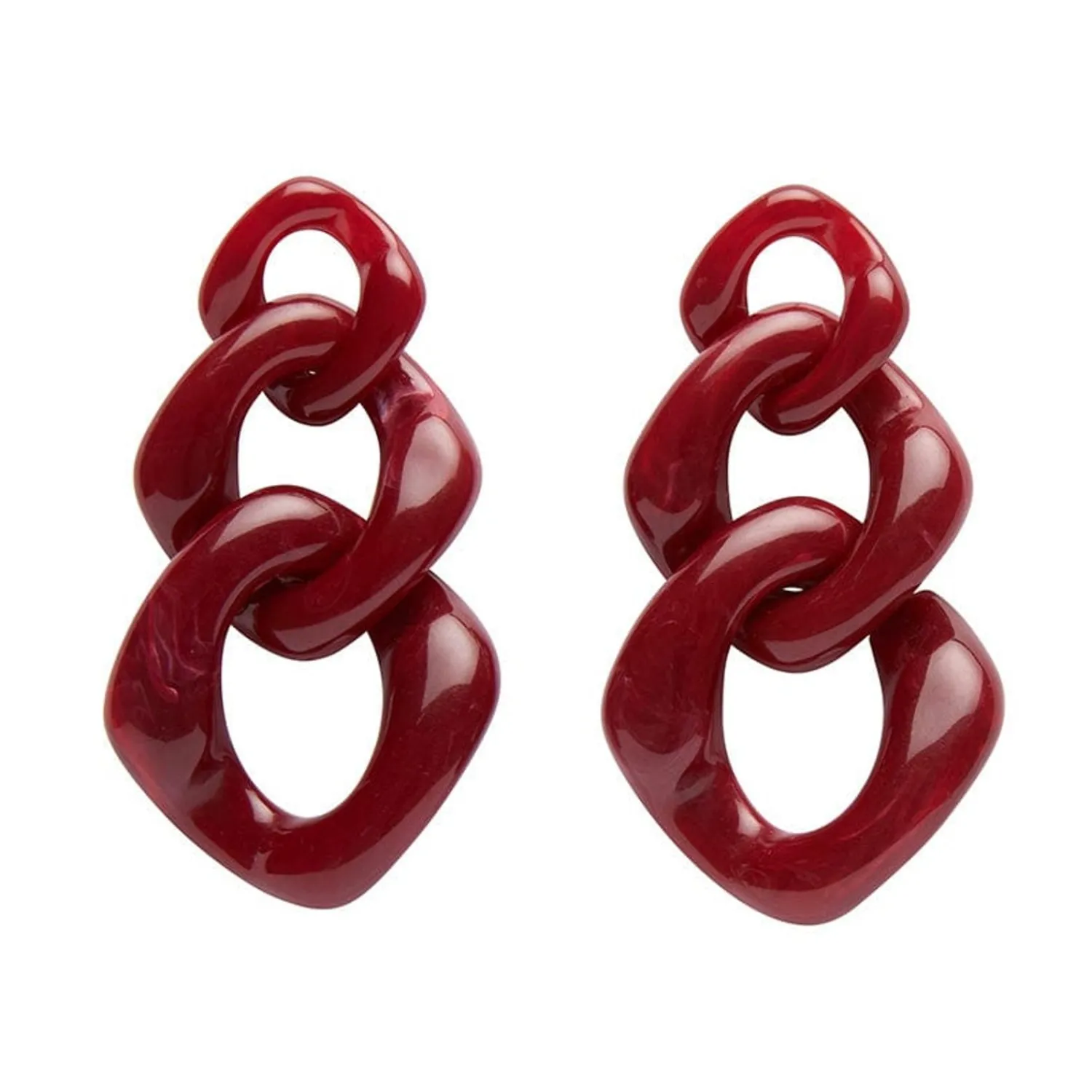 Statement Marble Chain Earrings - Ruby Red^Erstwilder Clearance