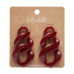 Statement Marble Chain Earrings - Ruby Red^Erstwilder Clearance