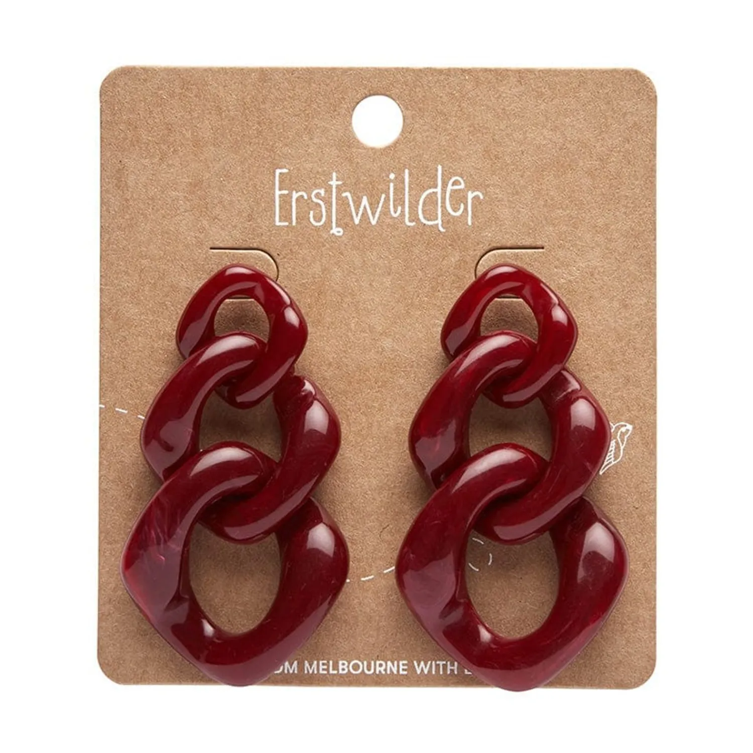 Statement Marble Chain Earrings - Ruby Red^Erstwilder Clearance