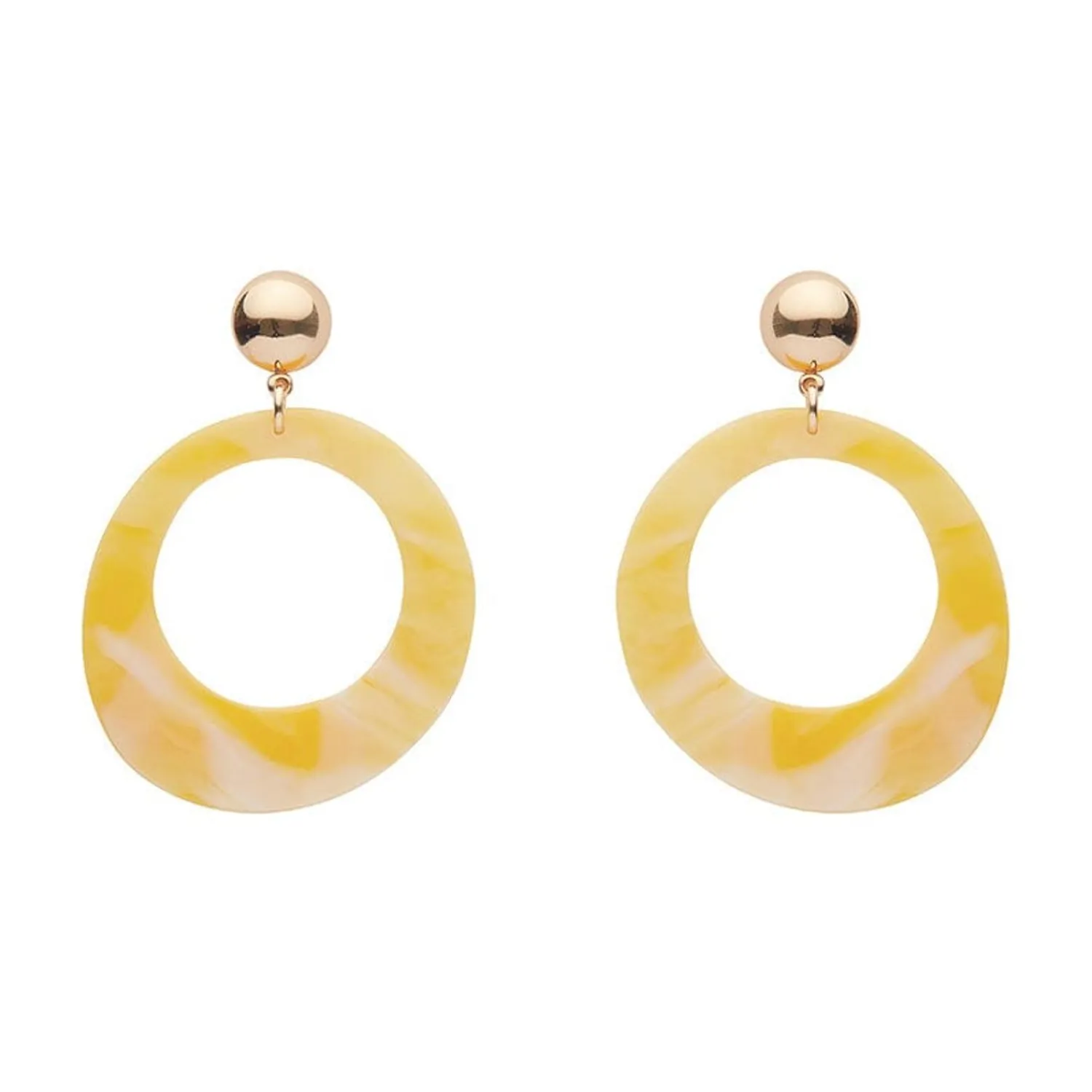 Statement Marble Resin Circle Drop Earrings - Yellow^Erstwilder Hot