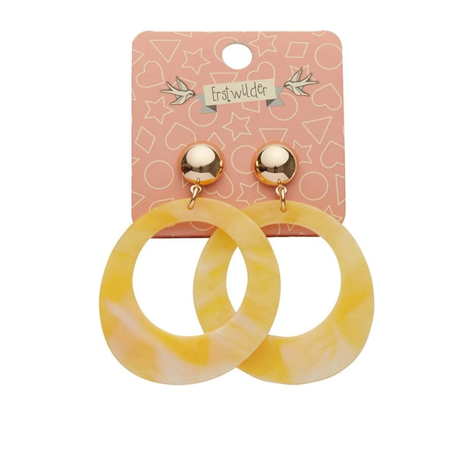 Statement Marble Resin Circle Drop Earrings - Yellow^Erstwilder Hot