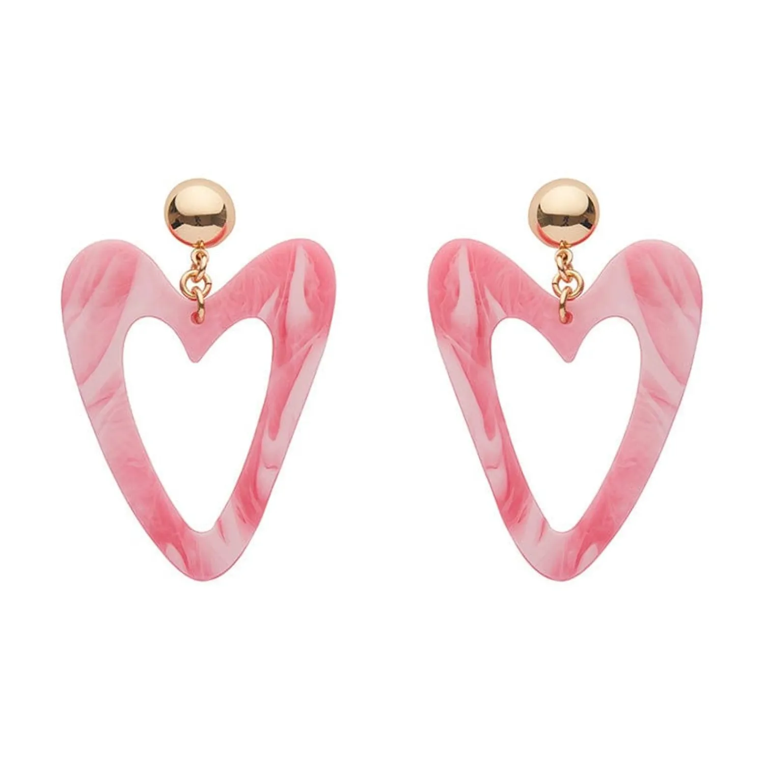 Statement Marble Resin Heart Drop Earrings - Pink^Erstwilder Best