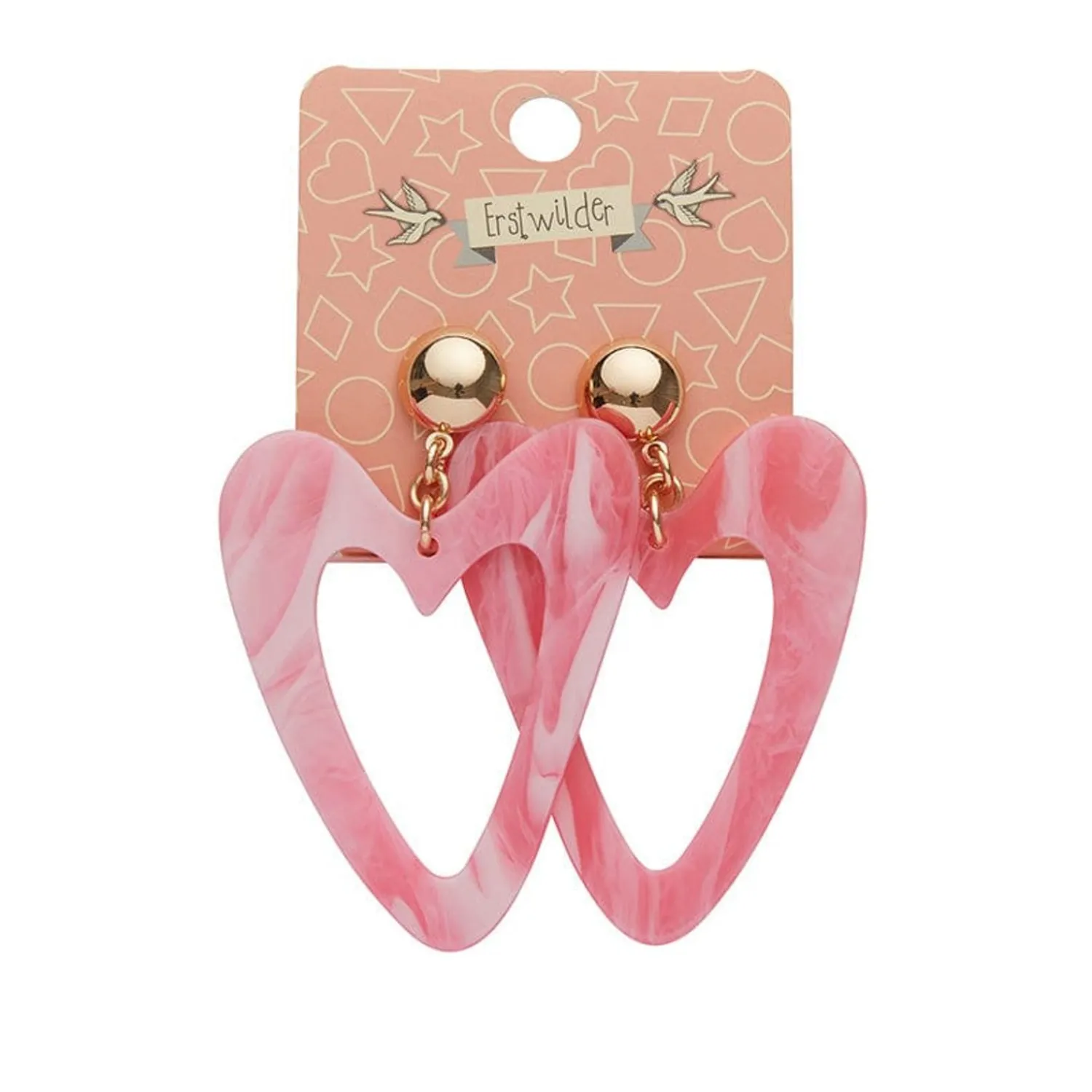 Statement Marble Resin Heart Drop Earrings - Pink^Erstwilder Best