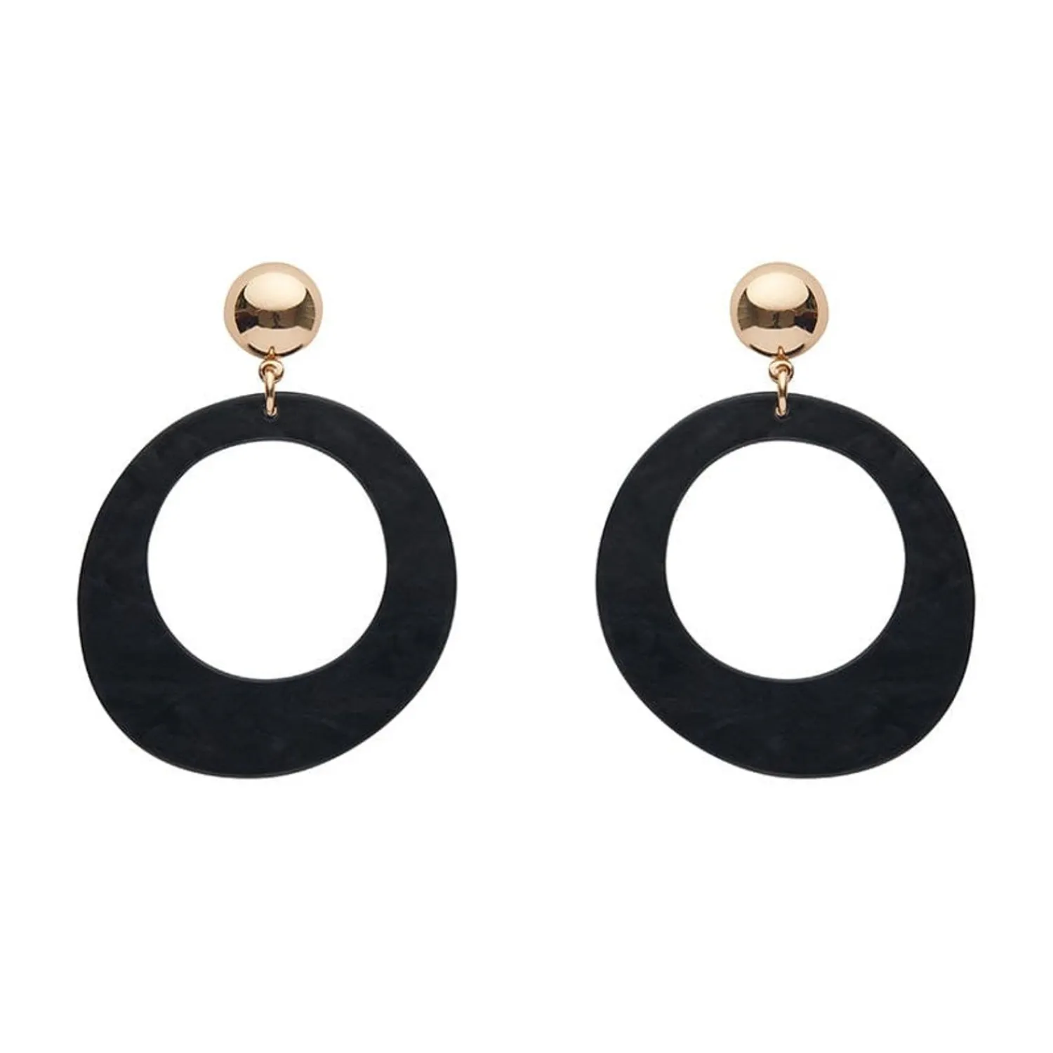 Statement Ripple Resin Circle Drop Earrings - Black^Erstwilder Best