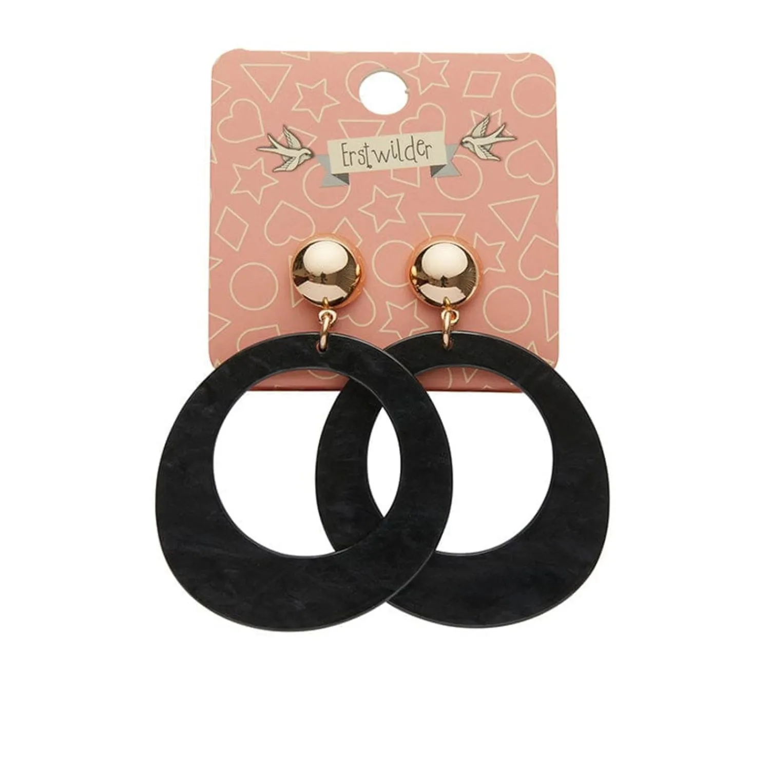Statement Ripple Resin Circle Drop Earrings - Black^Erstwilder Best