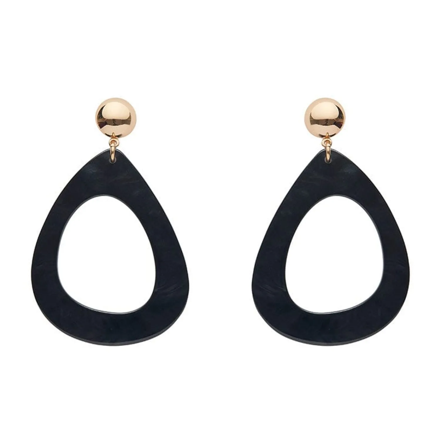 Statement Ripple Resin Tear Drop Earrings - Black^Erstwilder New