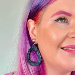 Statement Ripple Resin Tear Drop Earrings - Black^Erstwilder New