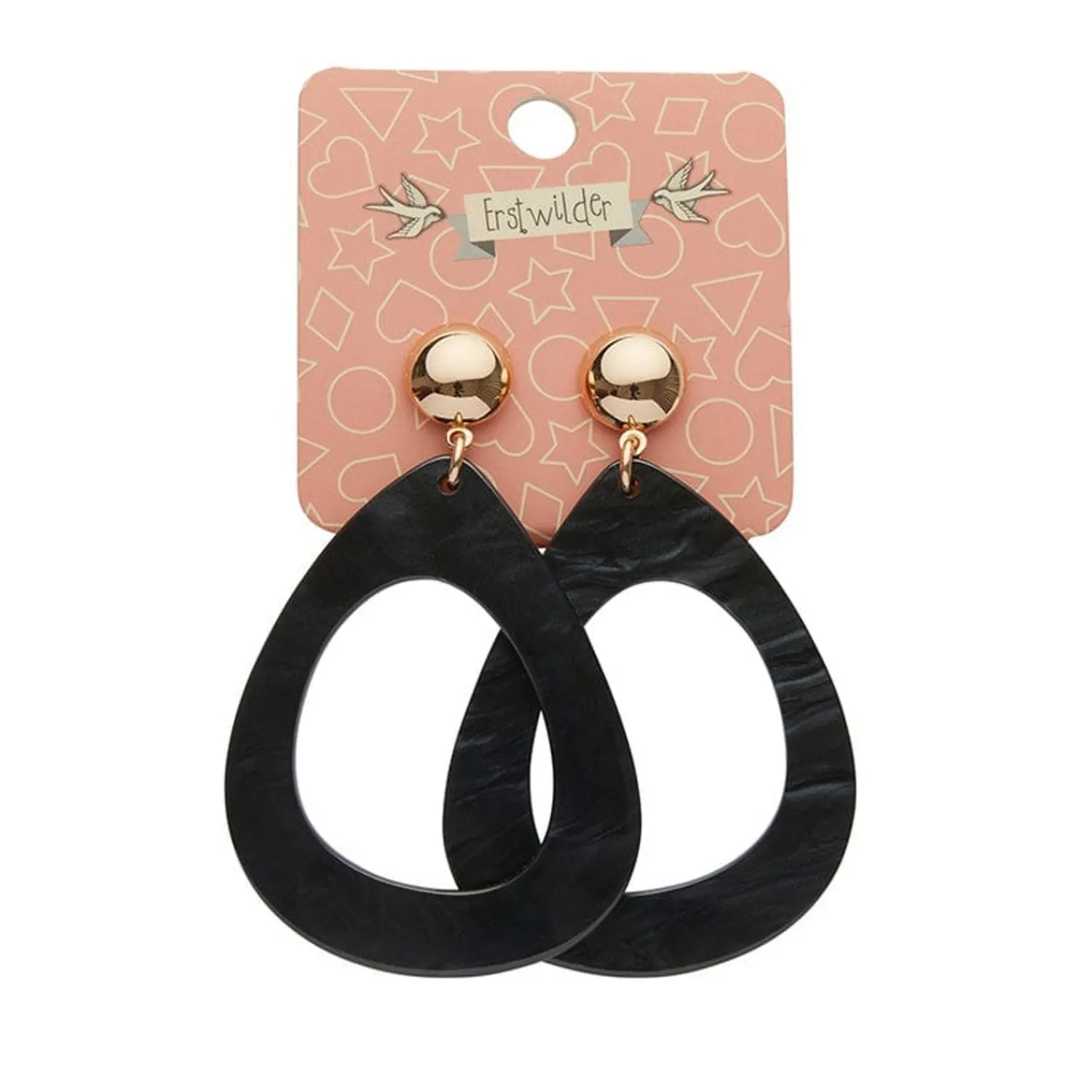Statement Ripple Resin Tear Drop Earrings - Black^Erstwilder New