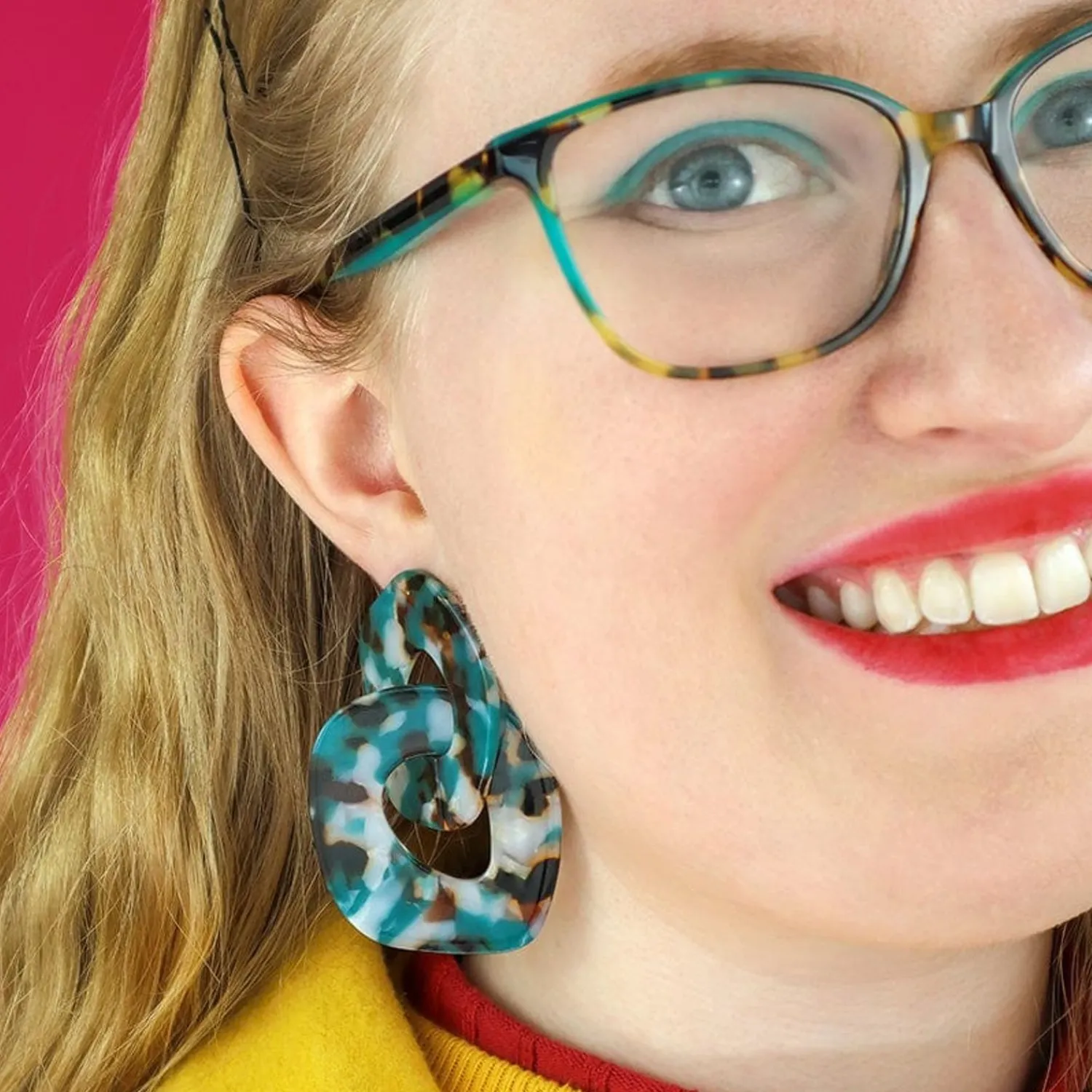 Statement Tort Chunky Chain Earrings - Blue^Erstwilder Discount