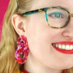 Statement Tort Chunky Chain Earrings - Pink^Erstwilder New