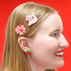 Strawberries And Custard Hair Clips Set - 2 Piece^Erstwilder Best