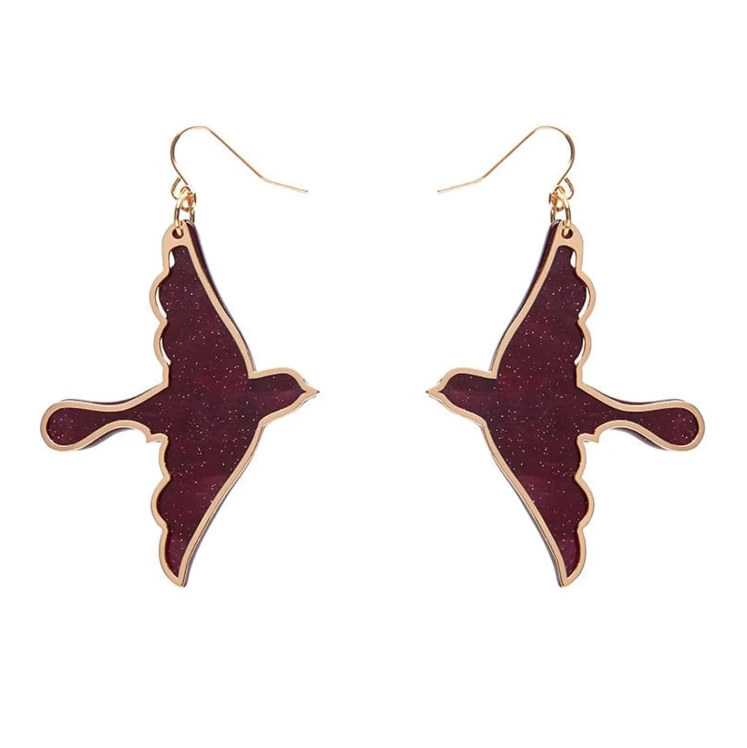 Swallow Ripple Glitter Resin Drop Earrings - Burgundy^Erstwilder Discount