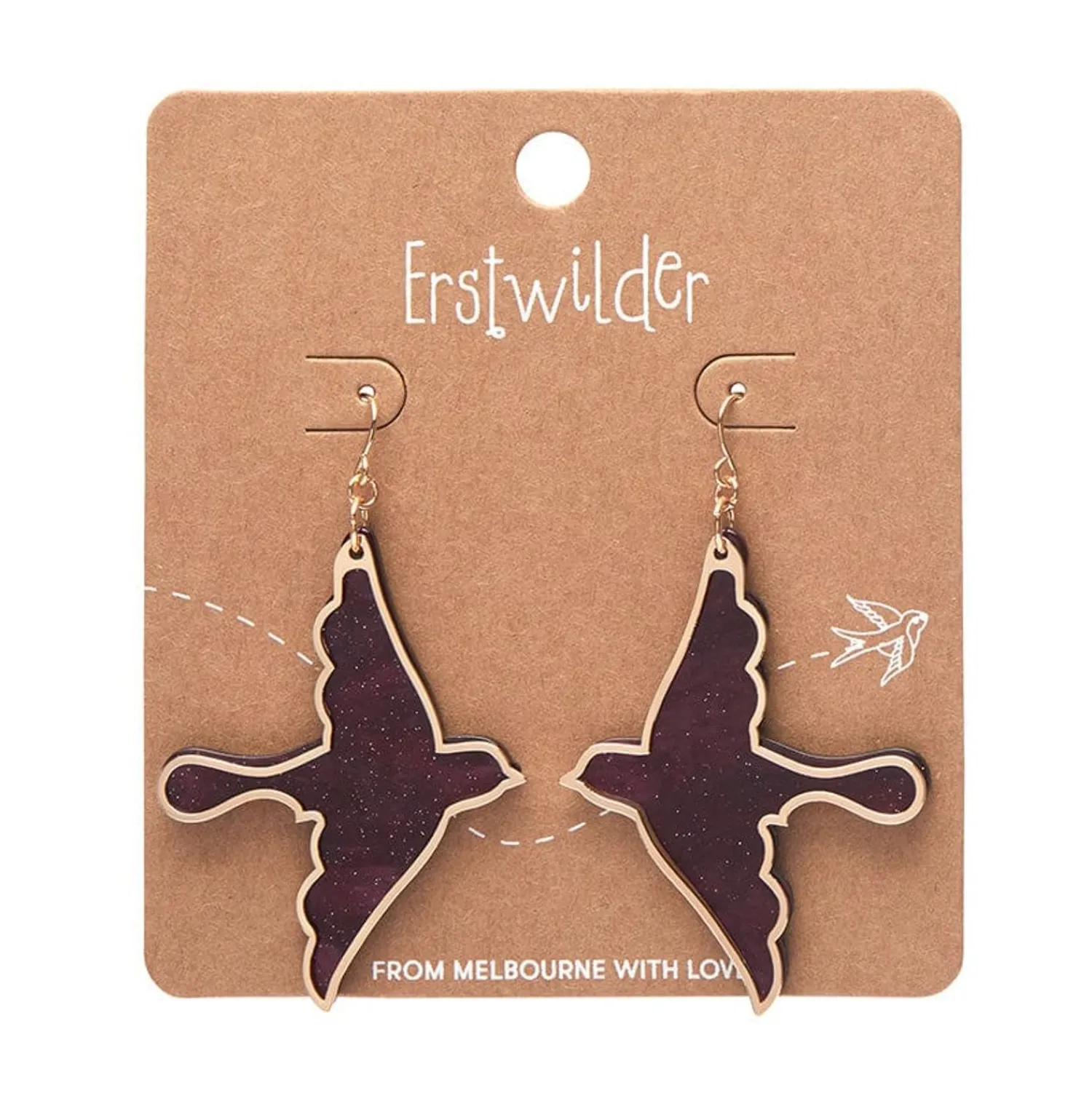 Swallow Ripple Glitter Resin Drop Earrings - Burgundy^Erstwilder Discount