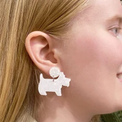 Terrier Textured Resin Drop Earrings - White^Erstwilder Best
