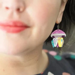 The Whimsical White Spotted Jellyfish Drop Earrings^Erstwilder Hot