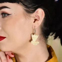 Wagtail Ripple Glitter Resin Drop Earrings - Cream^Erstwilder Online