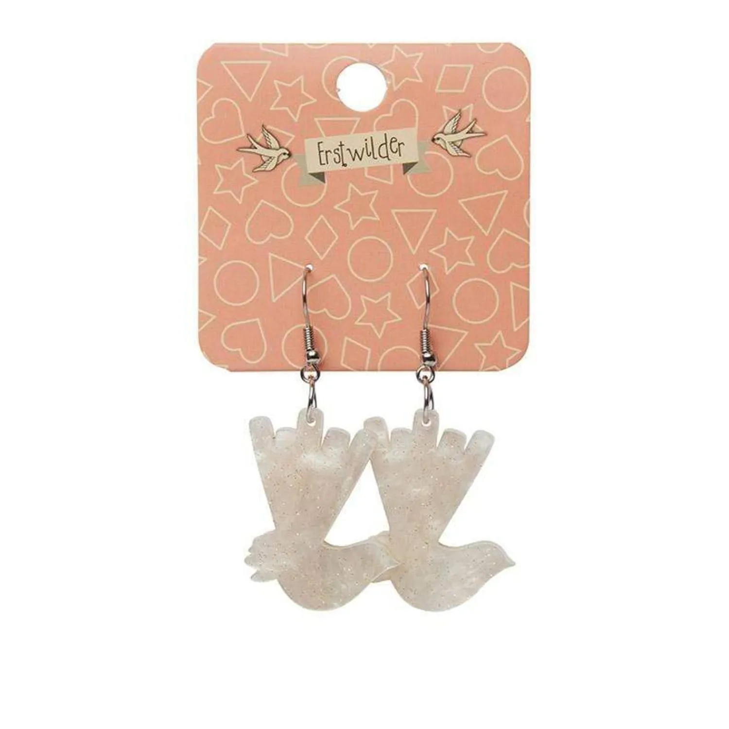Wagtail Ripple Glitter Resin Drop Earrings - Cream^Erstwilder Online