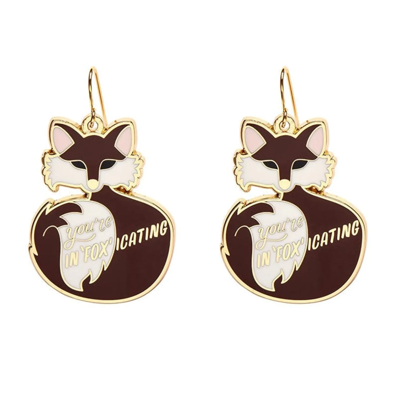 You'Re In"Fox"Icating Enamel Drop Earrings^Erstwilder