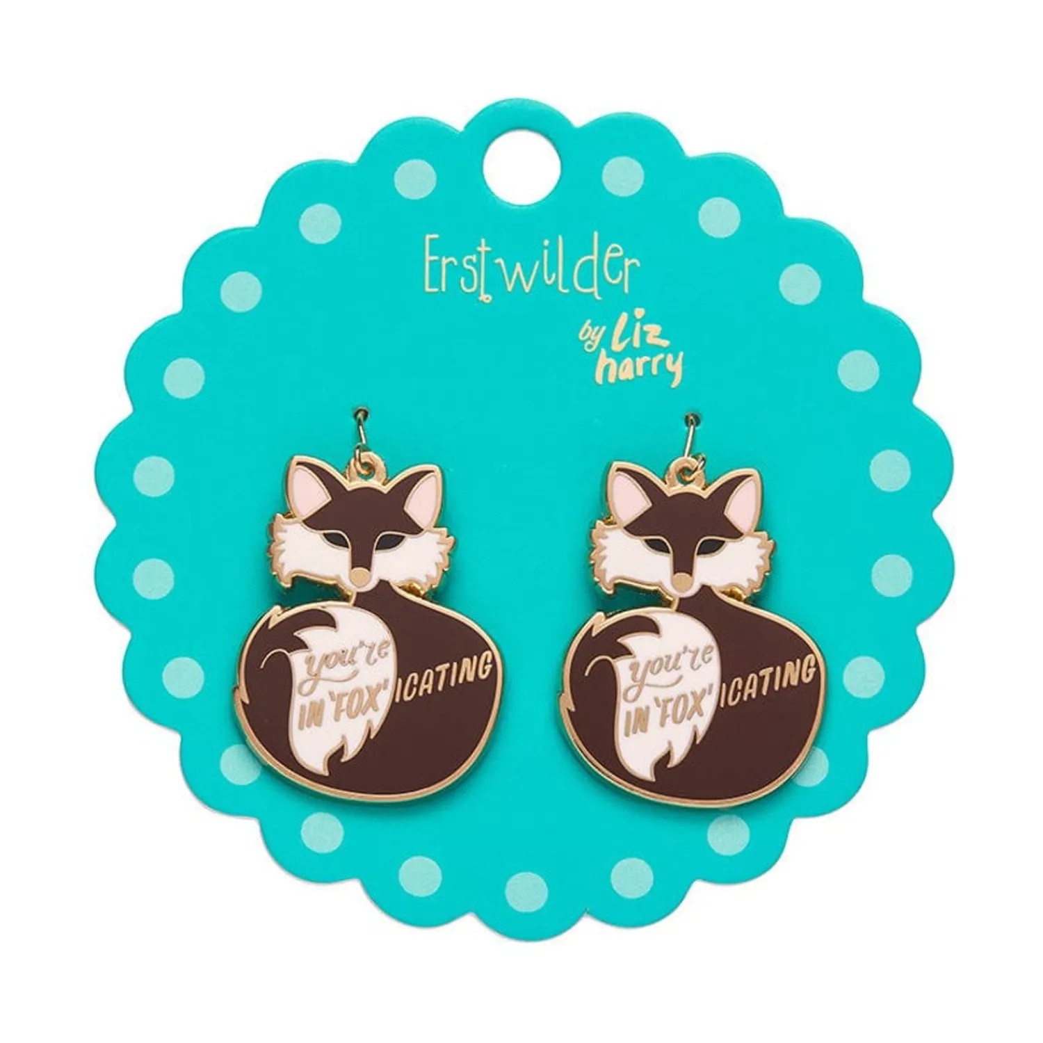 You'Re In"Fox"Icating Enamel Drop Earrings^Erstwilder